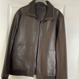 Theory mens brown leather jacket